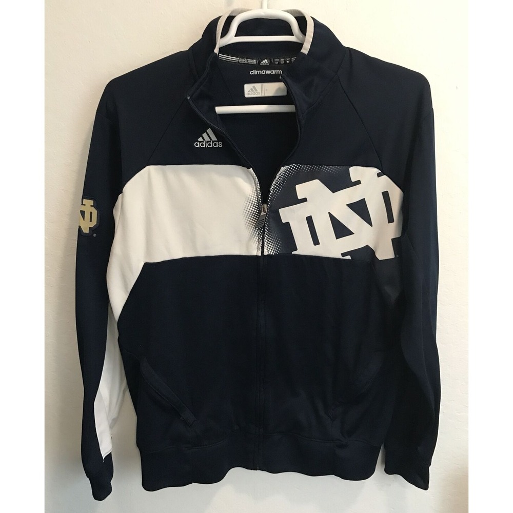 Adidas Climawarm Mens Jacket Notre Dame Fighting Irish Full Zipper Blue Sz M‎